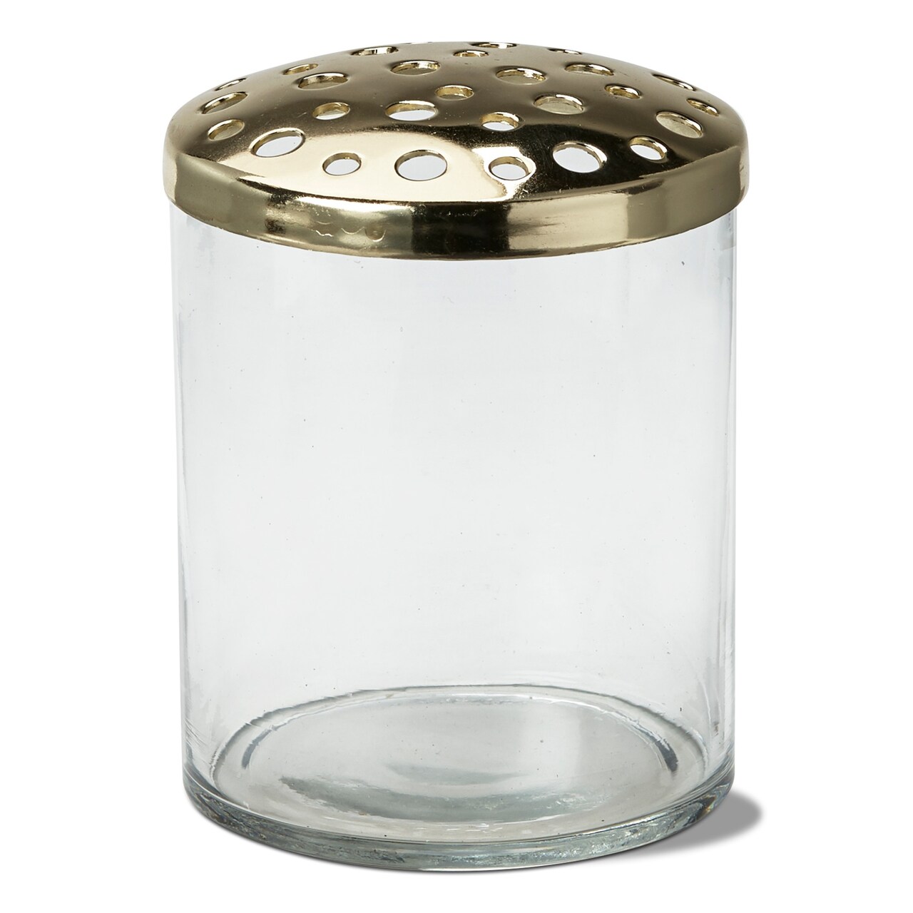 Flower Frog Cylinder Vase - Small Clear Glass Decorative Vase for Summer Arrangements, 5.3" H x 4" Dia, Hand Wash Only